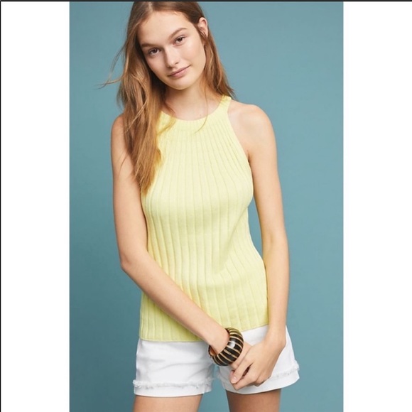 NWT Anthropologie Zadkine sleeveless butter yellow sweater top - Picture 4 of 8